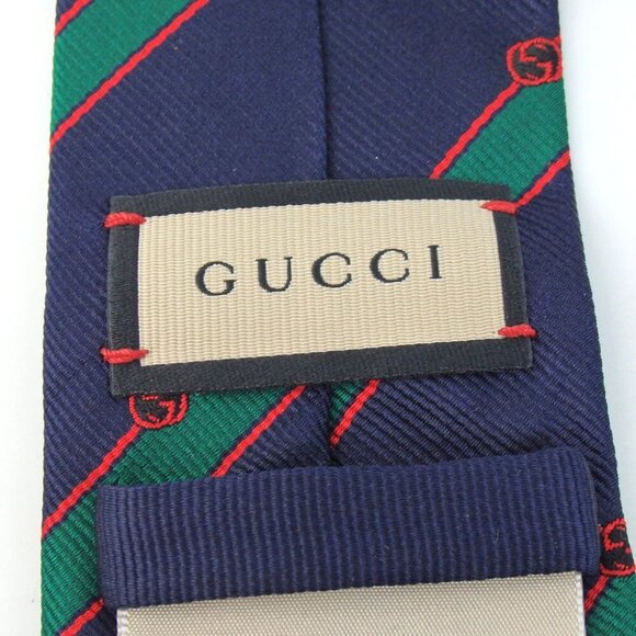 Authentic GUCCI 744392 4E217 Interlocking G Shelly tie silk [Used] - Picture 9 of 11